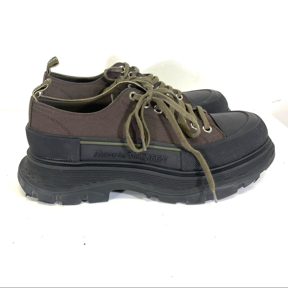 ALEXANDER MCQUEEN TREAD SLICK LACE UP SNEAKER khaki size 44
